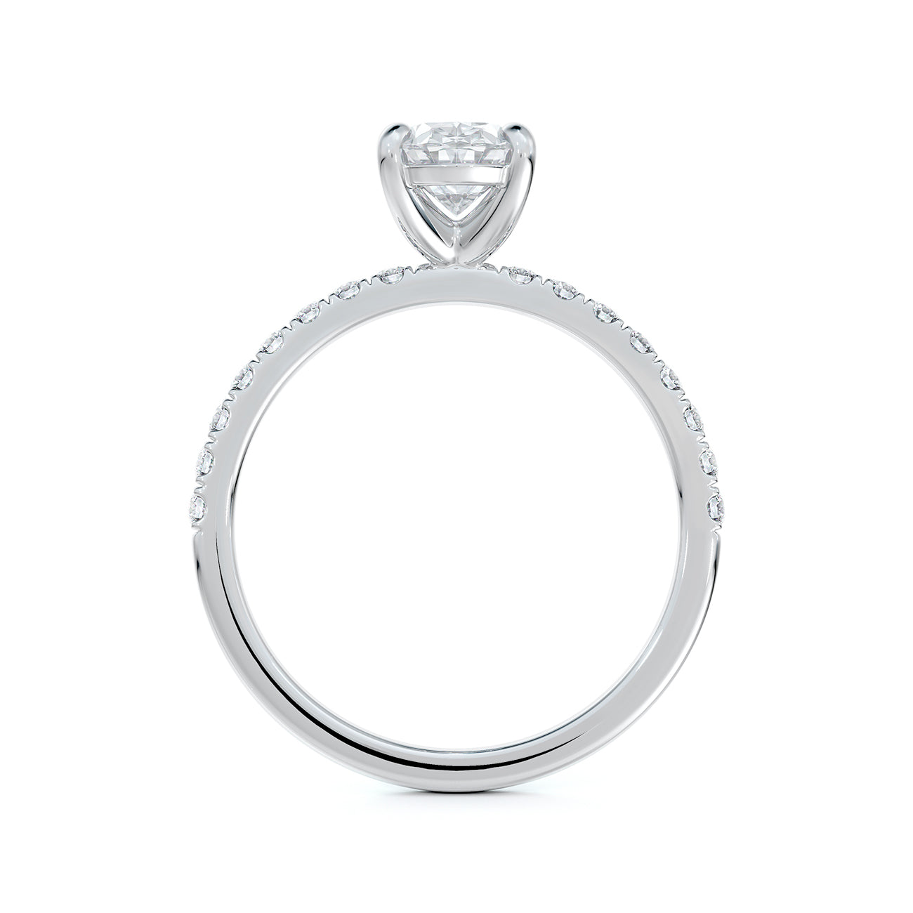 Forevermark Solitaire Diamond Engagement Ring with Pave Band
