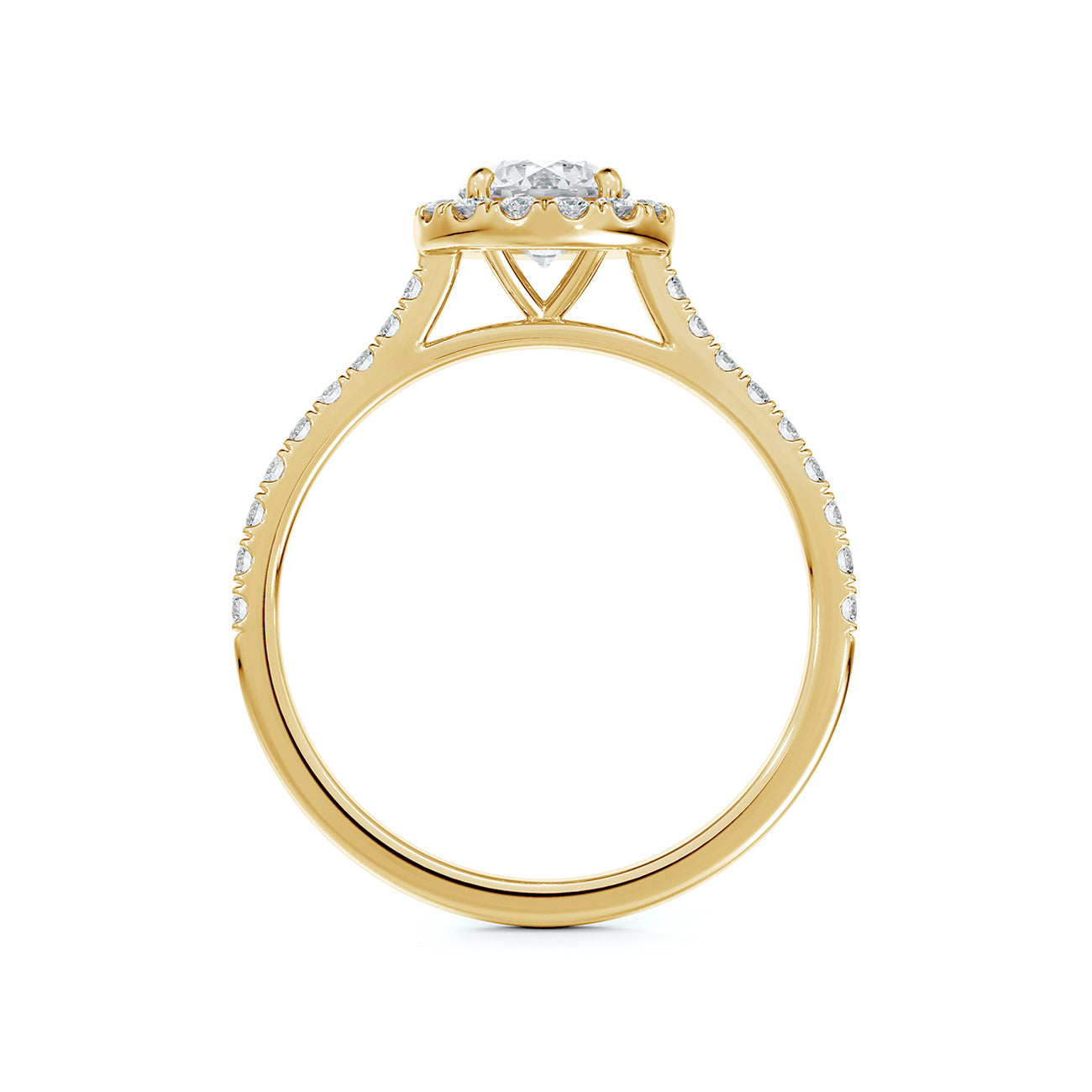 Forevermark Halo Diamond Engagement Ring with Pave Band