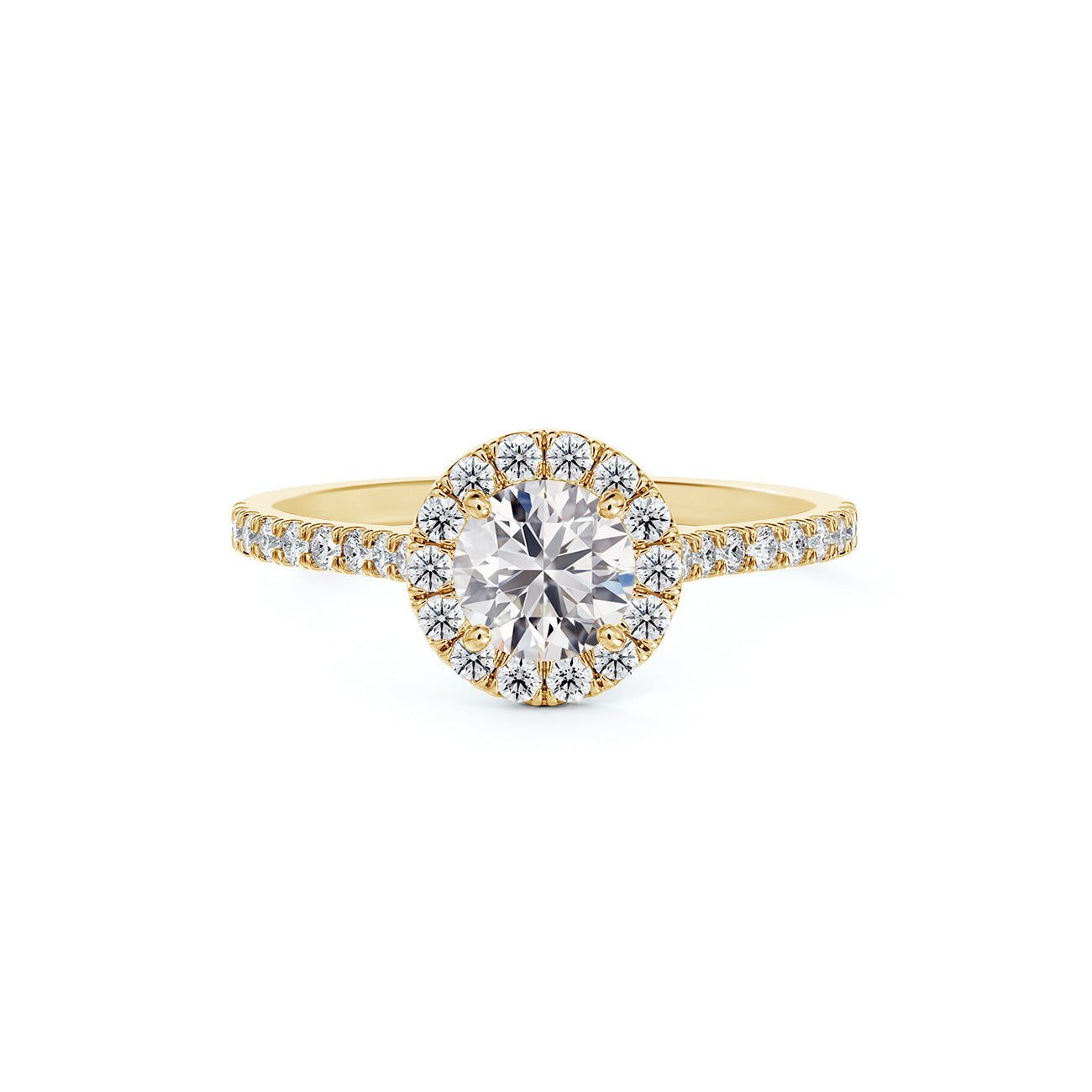 Forevermark Halo Diamond Engagement Ring with Pave Band