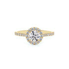 Forevermark Halo Diamond Engagement Ring with Pave Band
