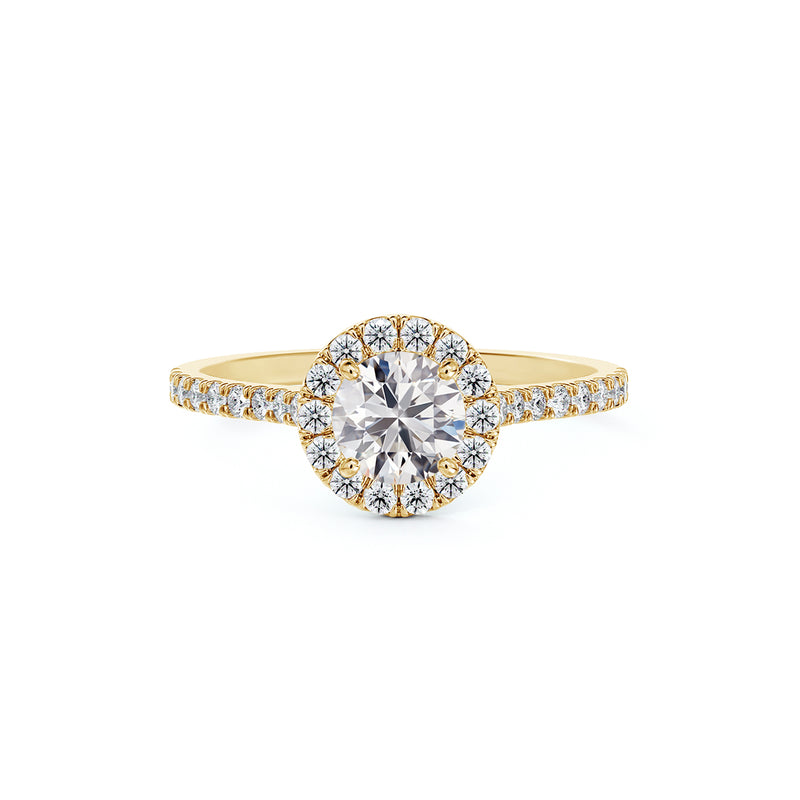 Forevermark Halo Diamond Engagement Ring with Pave Band