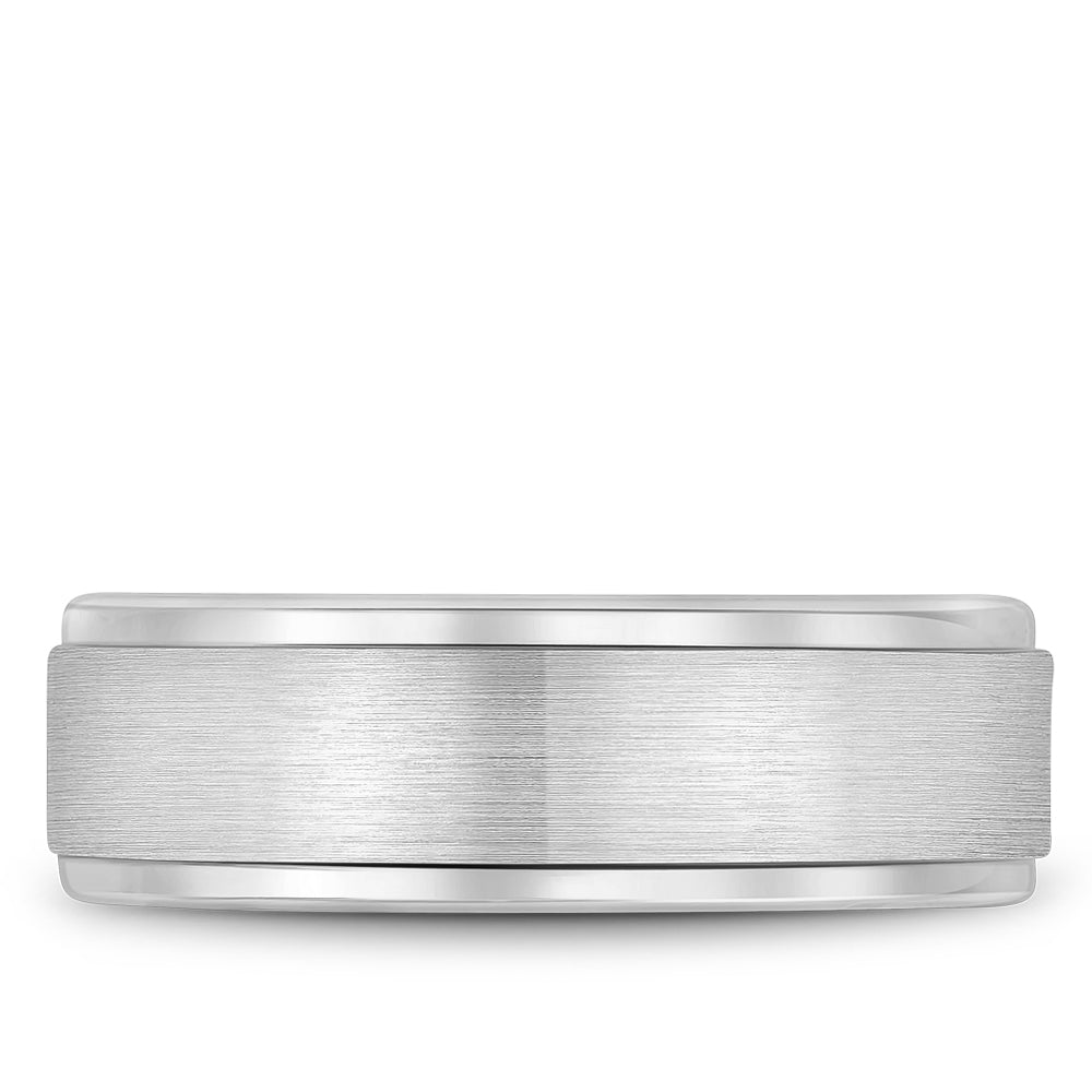 Bleu Royale Brushed White Gold 7.5mm Wedding Band