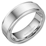 Bleu Royale Brushed White Gold 7.5mm Wedding Band