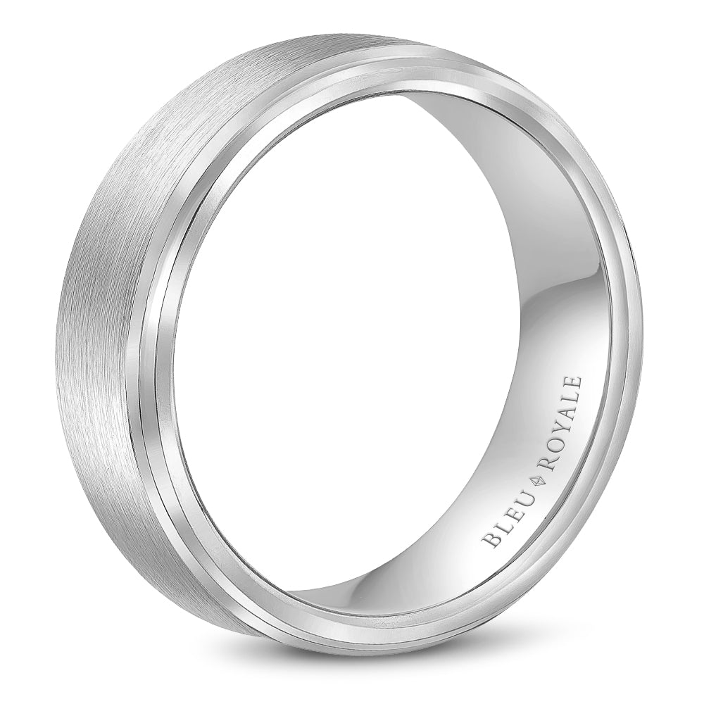 Bleu Royale Brushed White Gold 7.5mm Wedding Band