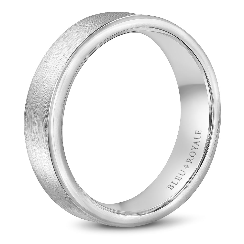 Bleu Royale Satin Brushed White Gold 6.5mm Wedding Band