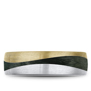 Bleu Royale White Yellow Black Ceramic 7mm Wedding Band