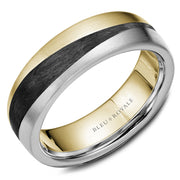 Bleu Royale White Yellow Black Ceramic 7mm Wedding Band