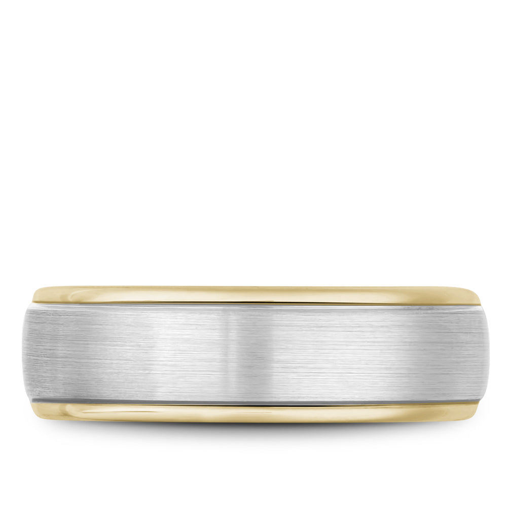 Bleu Royale White & Yellow Brushed Gold 6.5mm Wedding Band