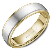 Bleu Royale White & Yellow Brushed Gold 6.5mm Wedding Band