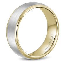 Bleu Royale White & Yellow Brushed Gold 6.5mm Wedding Band