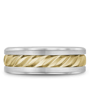Bleu Royale White & Yellow Gold Twist 7.5mm Wedding Band