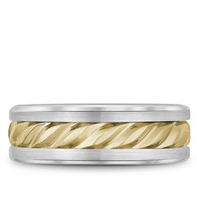 Bleu Royale White & Yellow Gold Twist 7.5mm Wedding Band