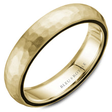 Bleu Royale Yellow Gold Hammered Dome 5mm Wedding Band