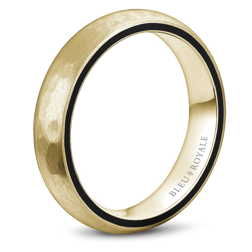Bleu Royale Yellow Gold Hammered Dome 5mm Wedding Band