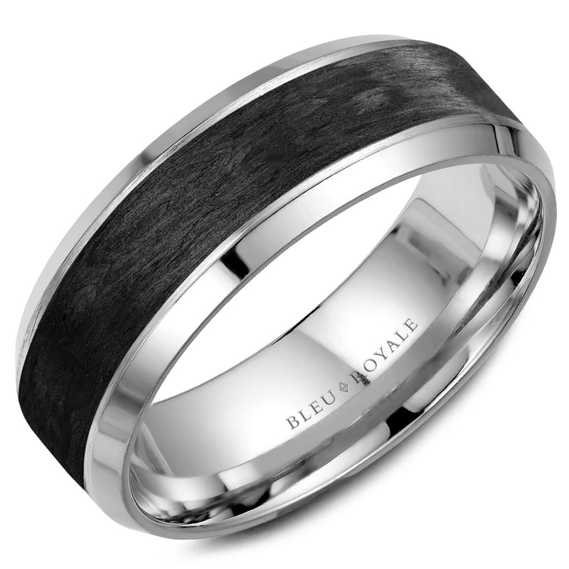 Bleu Royale White Gold & Carbon Fiber 7.5mm Wedding Band