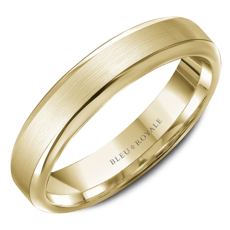 Bleu Royale Yellow Gold Satin Brushed 5mm Wedding Band