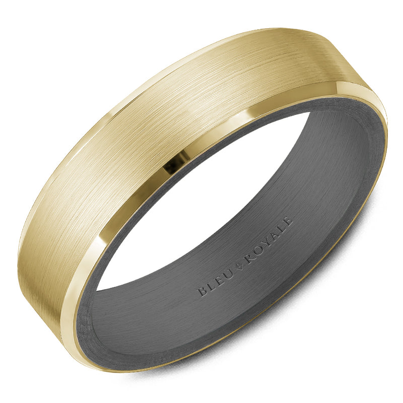 Bleu Royale Yellow Gold & Tantalum 6mm Wedding Band