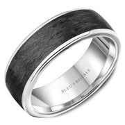 Bleu Royale Carbon Fiber & White Gold 7.5mm Wedding Band
