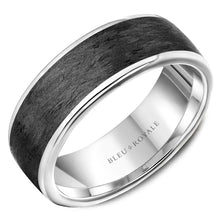 Bleu Royale Carbon Fiber & White Gold 7.5mm Wedding Band