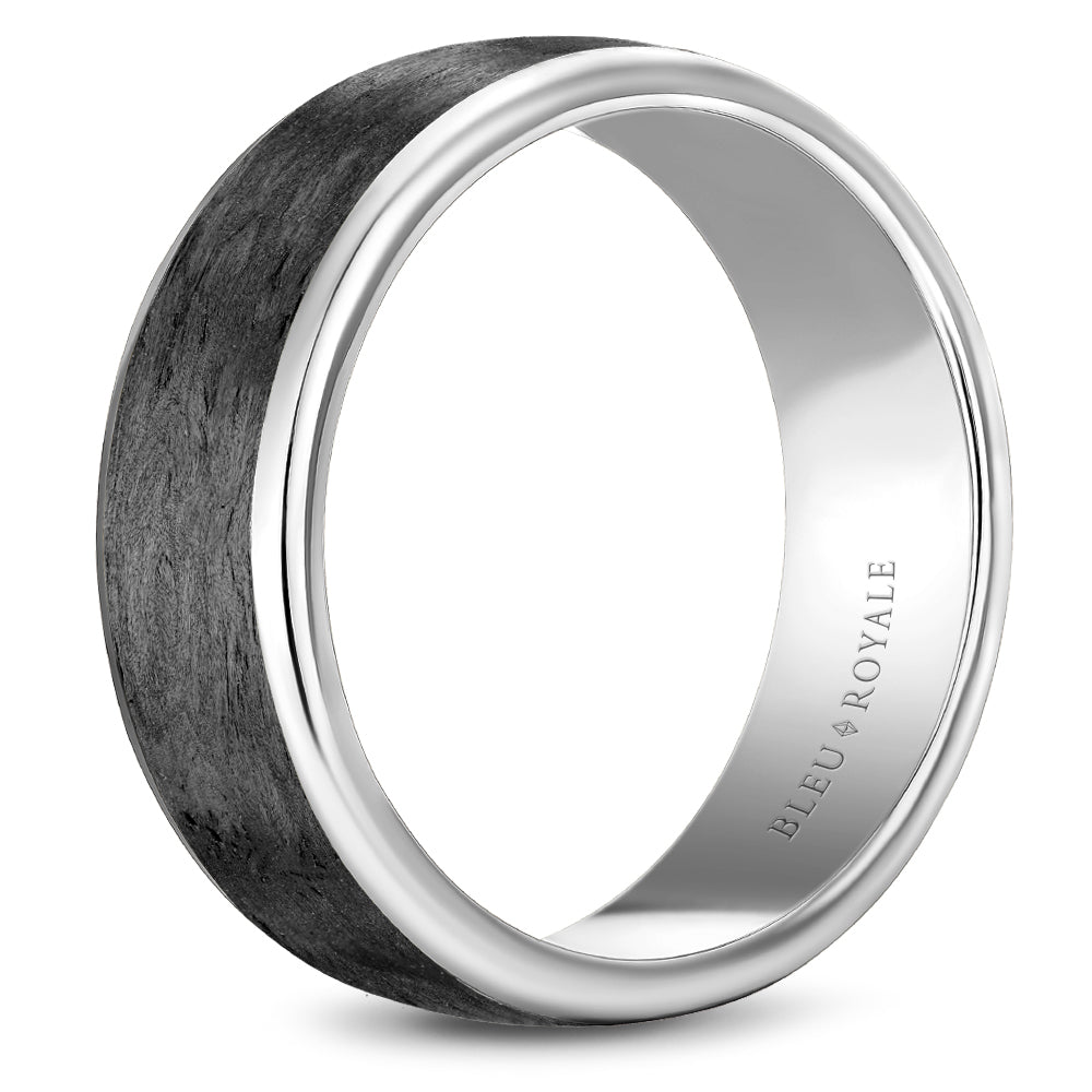 Bleu Royale Carbon Fiber & White Gold 7.5mm Wedding Band