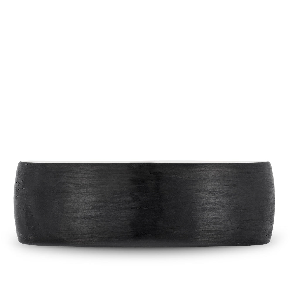 Bleu Royale Black Carbon Top & White Gold 7.5mm Wedding Band