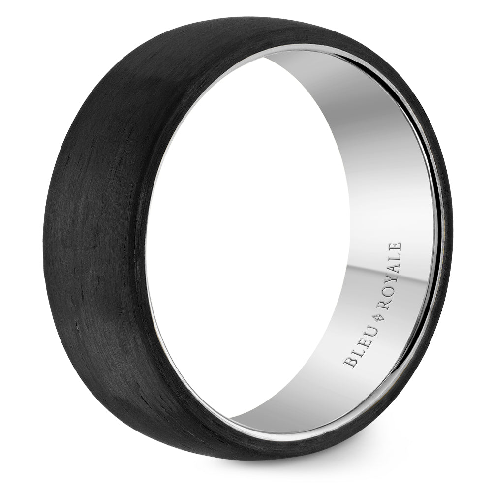 Bleu Royale Black Carbon Top & White Gold 7.5mm Wedding Band
