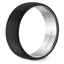 Bleu Royale Black Carbon Top & White Gold 7.5mm Wedding Band
