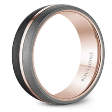 Bleu Royale Tantalum Carbon Fibre & Rose Gold 7.5mm Wedding Band