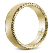 Bleu Royale Yellow Gold Milgrain Edge 7mm Wedding Band