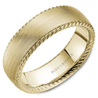 Bleu Royale Yellow Gold Milgrain Edge 7mm Wedding Band