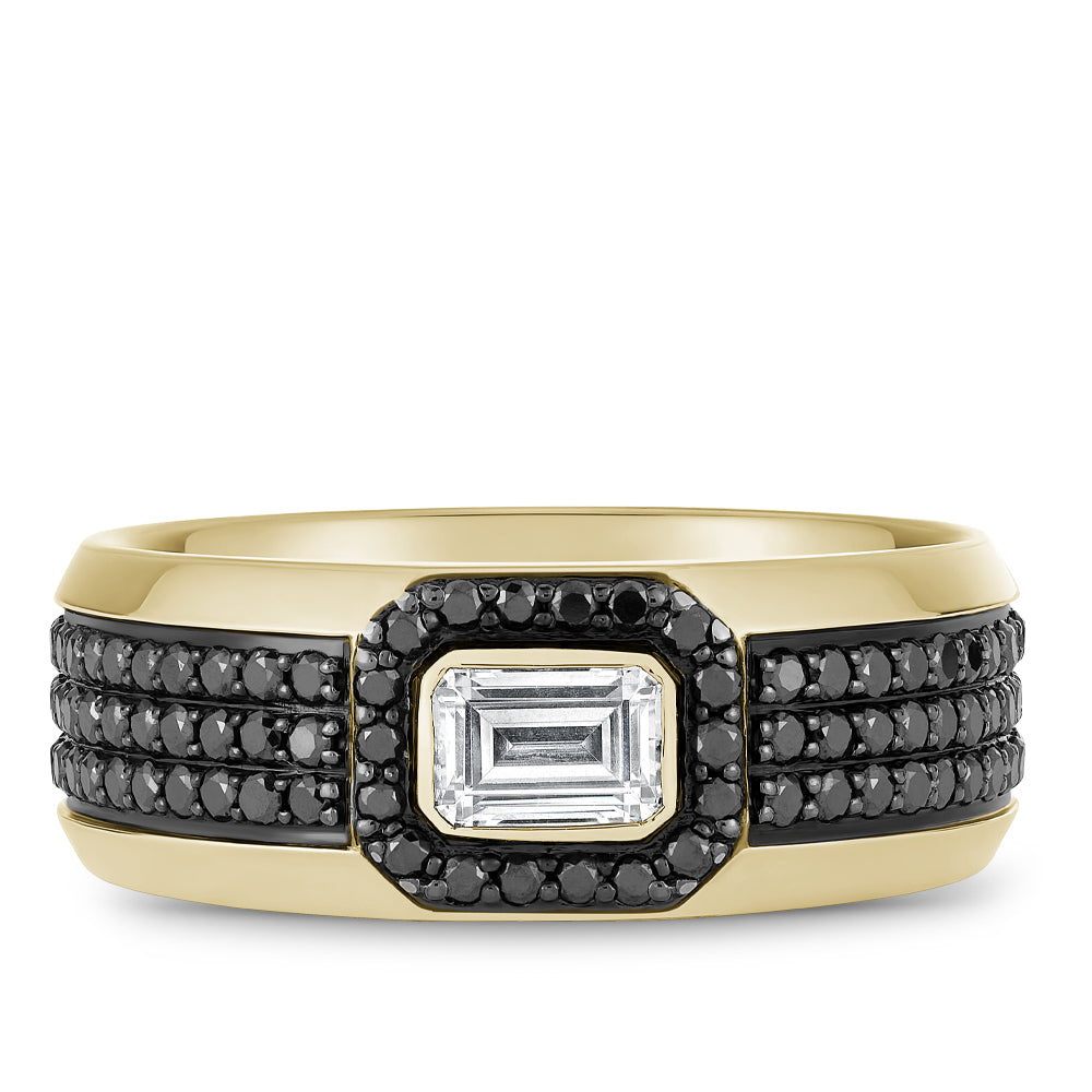 Bleu Royale Black Diamonds & Yellow Gold 8mm Wedding Band