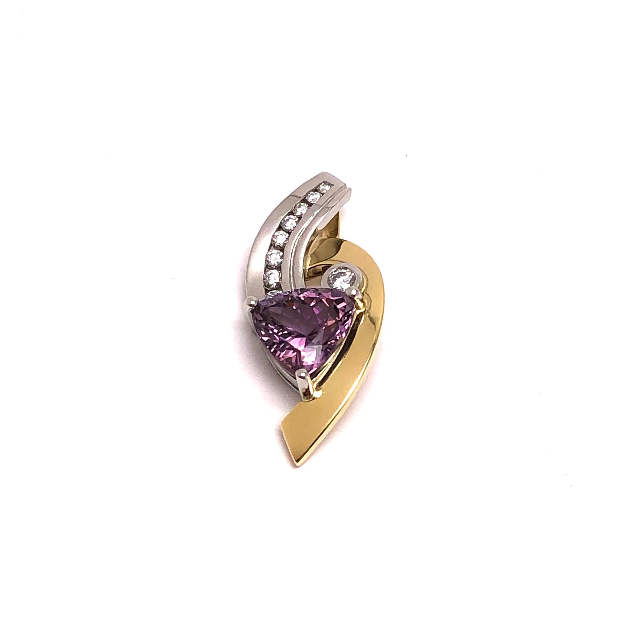 Custom 18K Yellow Gold and Platinum Tanzanite Pendant