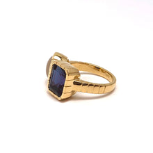 18K Yellow Gold Custom Lab-Grown Alexandrite & Moonstone Ring