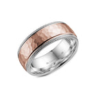 8mm Classic Wedding Band Hammered Finish With Side Cuts