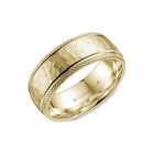 8mm Classic Wedding Band Hammered Finish With Side Cuts