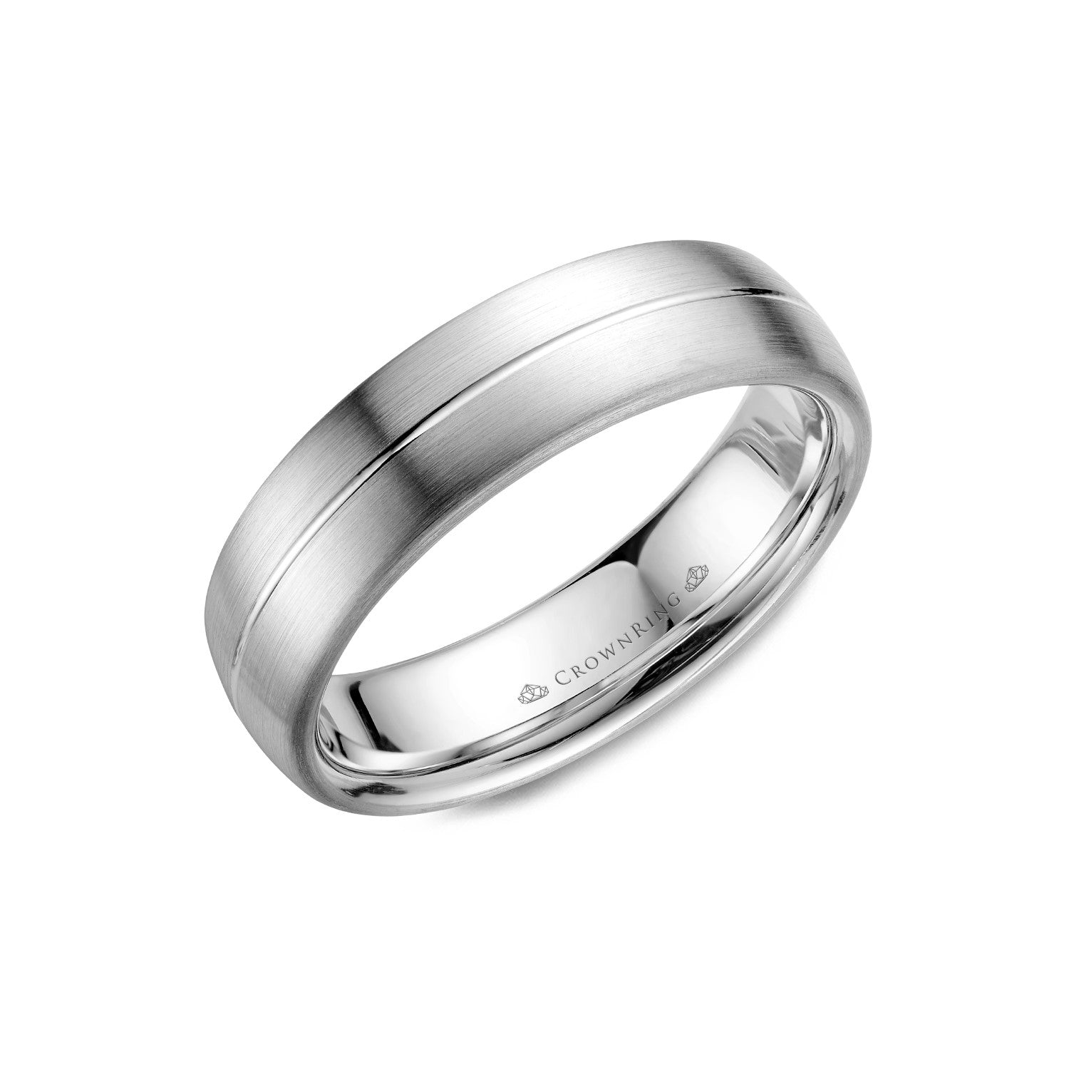 6mm Classic Wedding Band With Sandpaper Finish & High Polish Center Groove