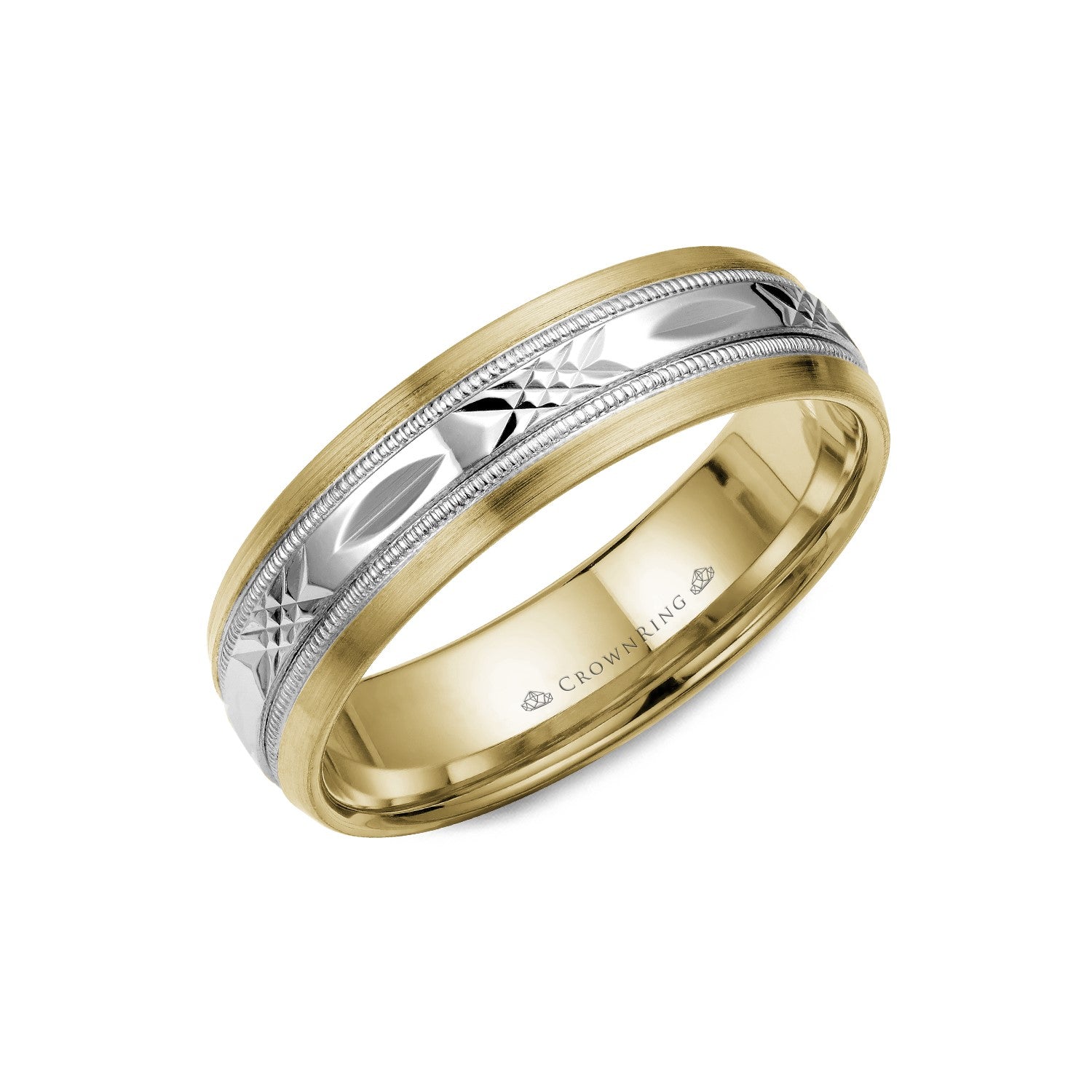 6mm Classic Wedding Band Carved With High Polish Finish & Sandpaper Edges