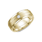 8mm Classic Wedding Band Single Diamond Sandpaper & High Polish Sides