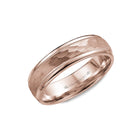 6mm Classic Wedding Band Frosted Hammered Center & High Polish Edges