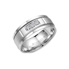 8mm Classic Wedding Band 3 Diamonds & High Polish Edges