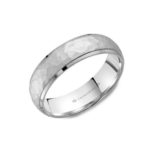 6mm Classic Wedding Band Sandblast Hammered Center & High Polish Edges