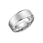 10mm Classic Wedding Band Sandblast Hammered Center & High Polish Edges
