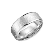 10mm Classic Wedding Band Sandblast Hammered Center & High Polish Edges