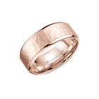 10mm Classic Wedding Band Sandblast Hammered Center & High Polish Edges