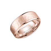 10mm Classic Wedding Band Sandblast Hammered Center & High Polish Edges