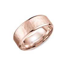 10mm Classic Wedding Band Sandblast Hammered Center & High Polish Edges