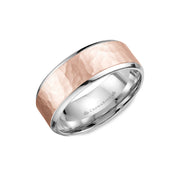 10mm Classic Wedding Band Sandblast Hammered Center & High Polish Edges