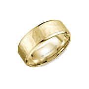 10mm Classic Wedding Band Sandblast Hammered Center & High Polish Edges