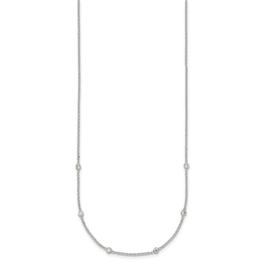Silver 16.5" 6 Station CZ Necklace