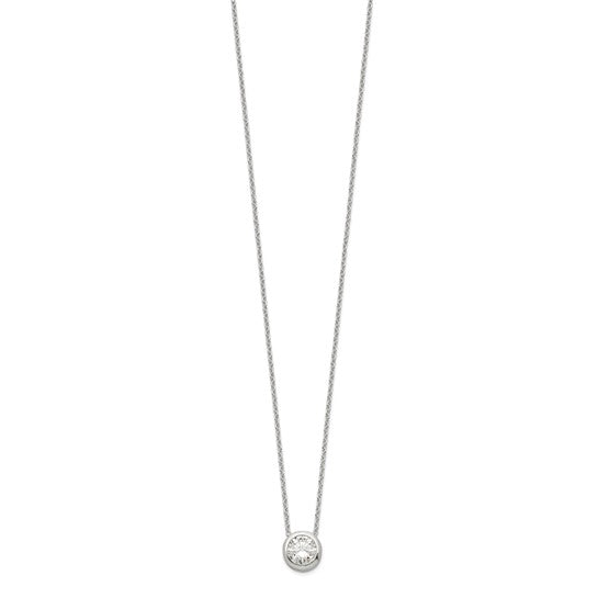Silver Bezel 9mm CZ 18" Necklace